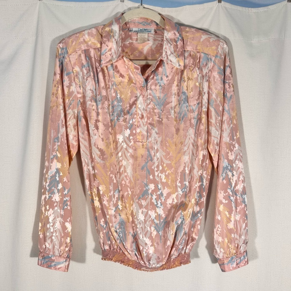 Vintage Da-Rue Pastel Pink Satin Blouse